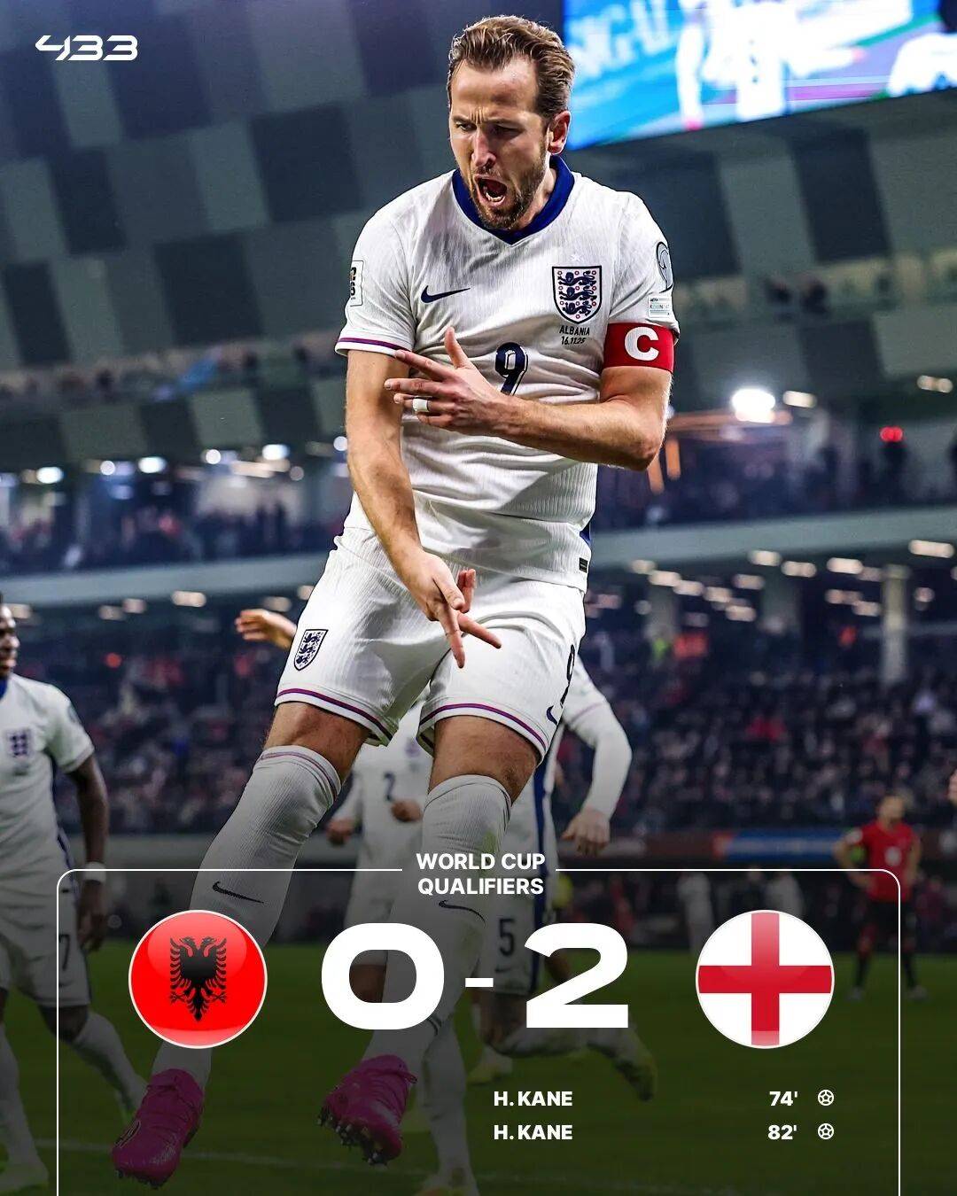 包含意大利逆转阿根廷，哈里·凯恩完成帽子戏法的词条